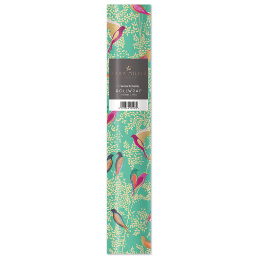 Roll of paper with bird design packaging on a white background