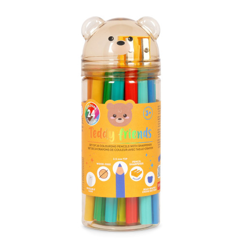 Legami Teddy Bear Colouring Pencils - 24 Colouring Pencils with sharpener