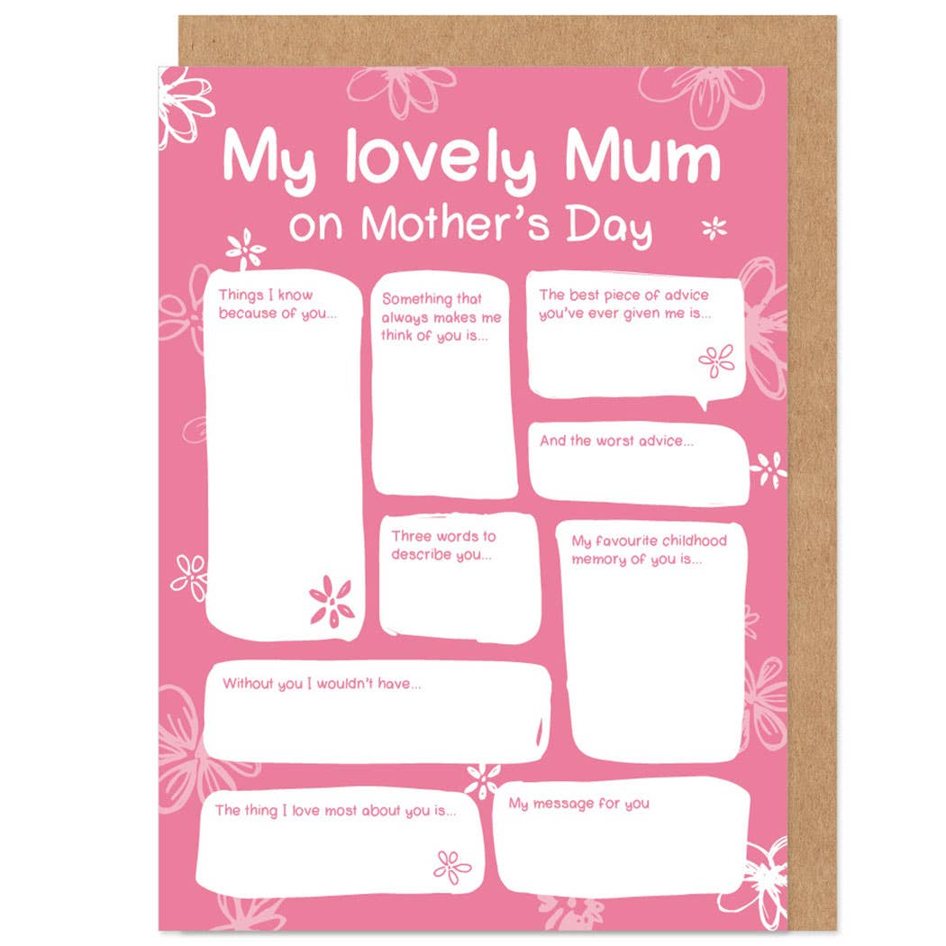 Lovely Mum Fill In Mother's Day Card