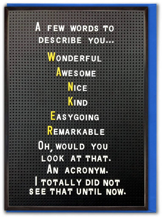 Funny Birthday Card - A Few Words - Rude