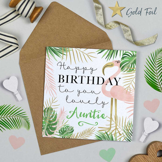 Flamingo Auntie Birthday Card