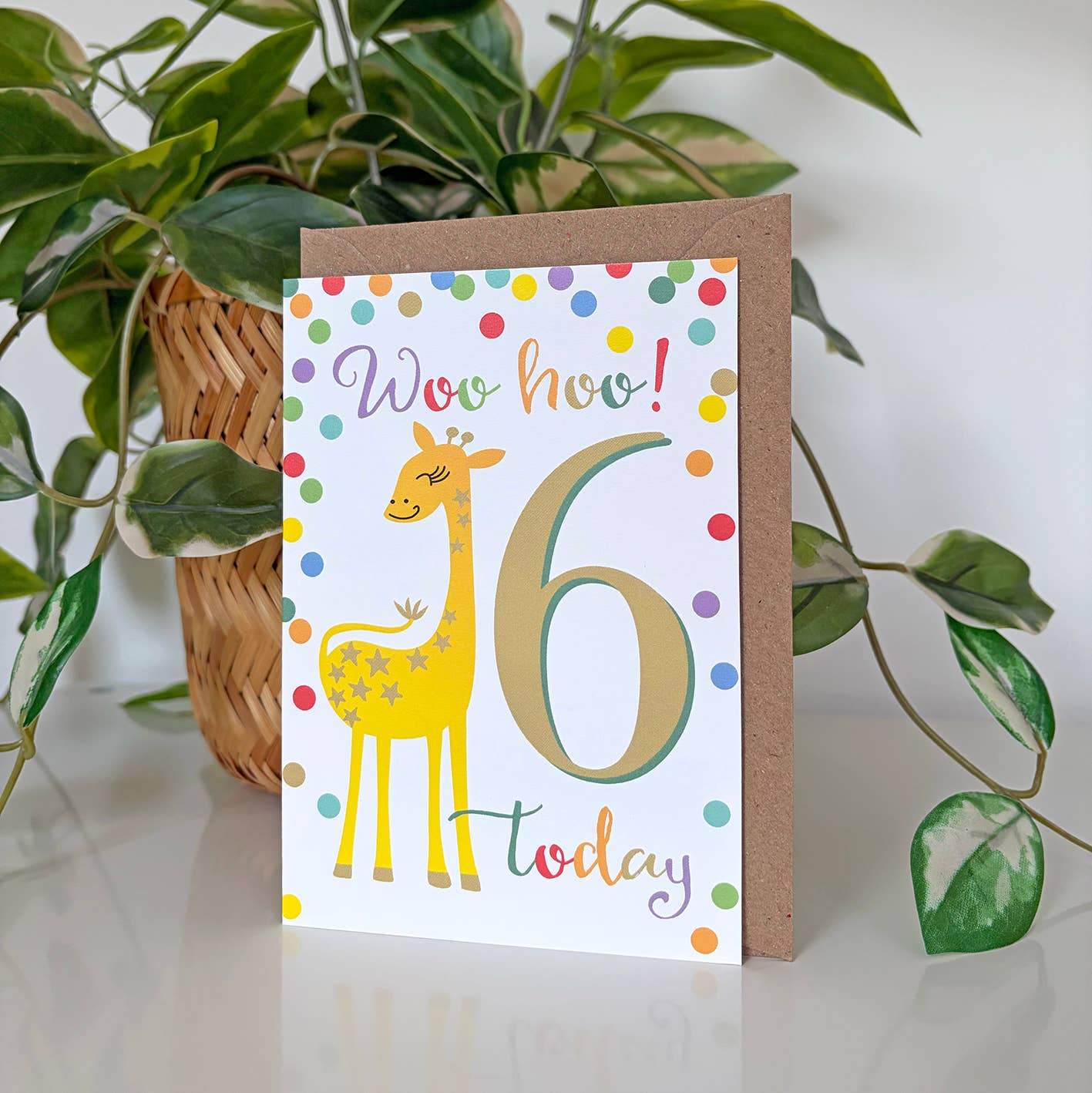 Giraffe 6th Birthday Card
