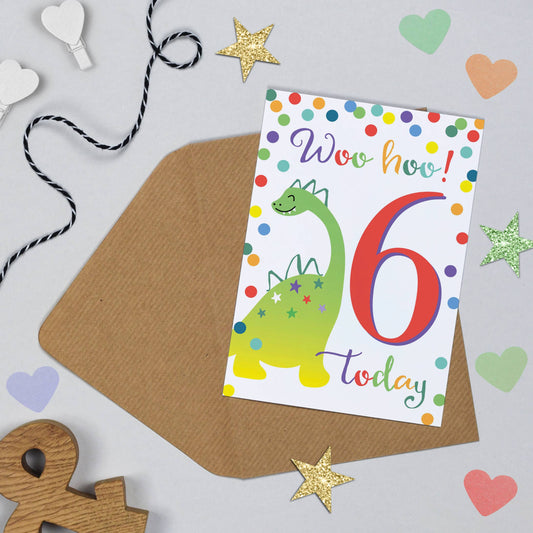 Dino 6th Birthday Card