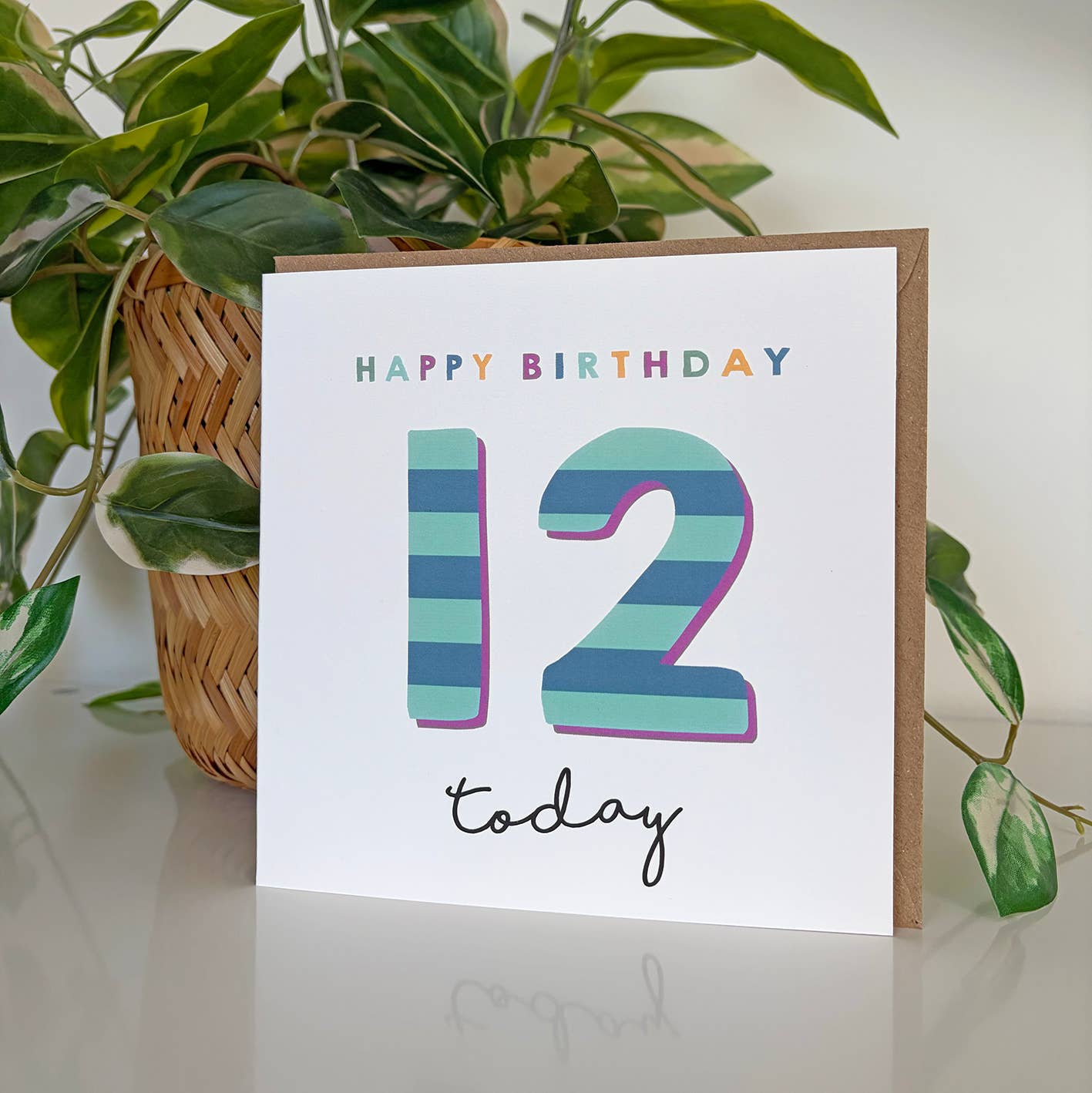 Candy Stripe 12th Birthday Card