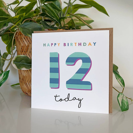 Candy Stripe 12th Birthday Card