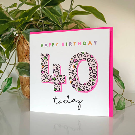 Leopard Love 40th Birthday Card