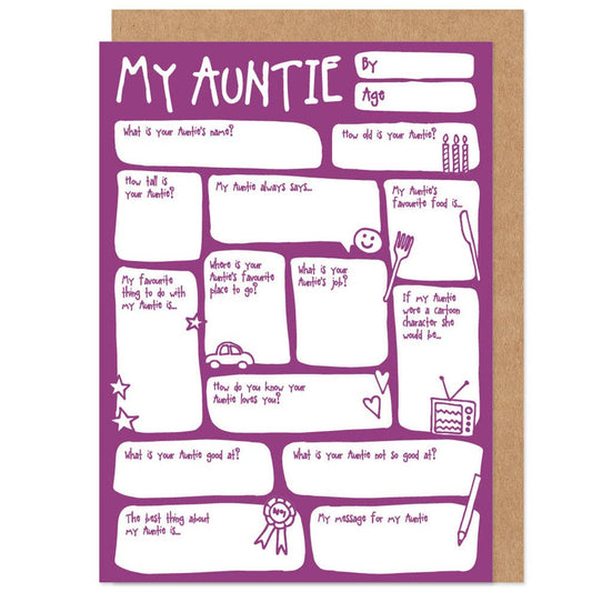 Auntie Fill In The Blanks Greetings Card