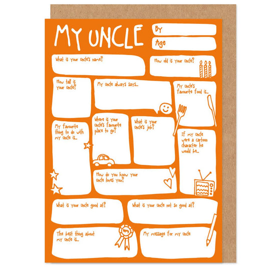 Personalised Uncle Fill In The Blanks Greetings Card