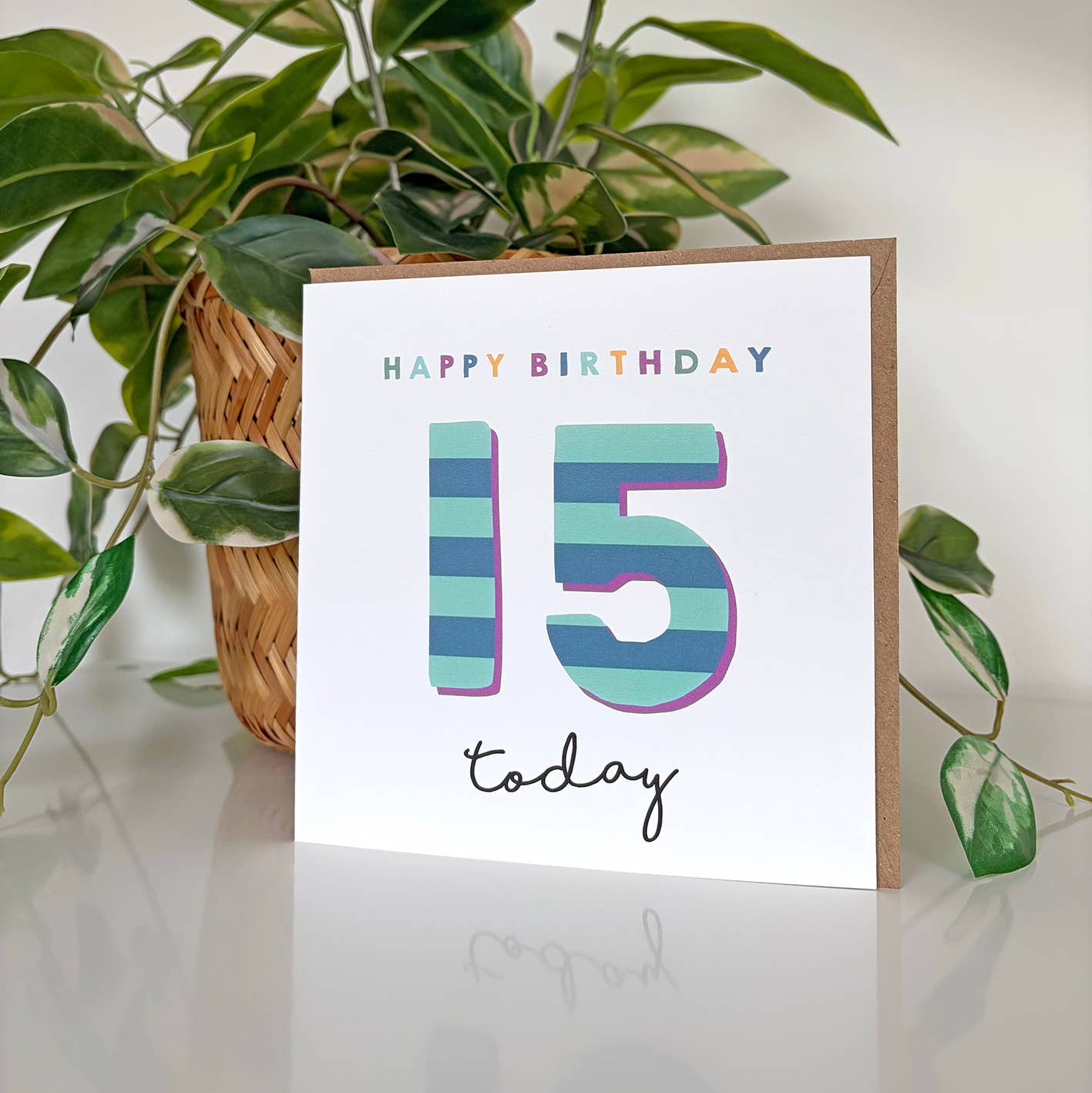 Candy Stripe 15th Birthday Card