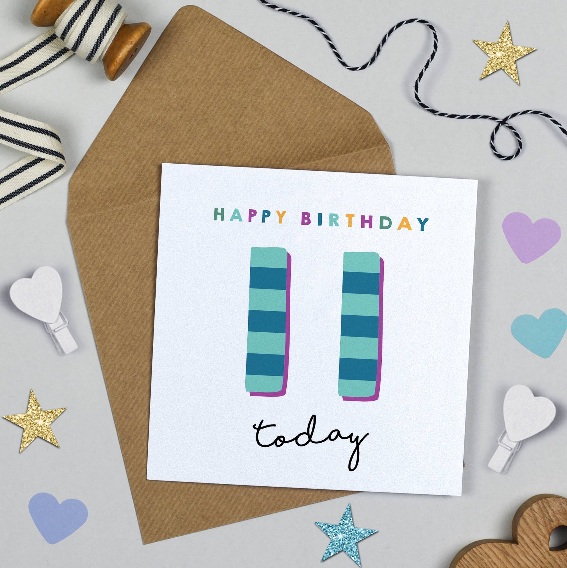 Birthday card with colorful numbers on a decorative background