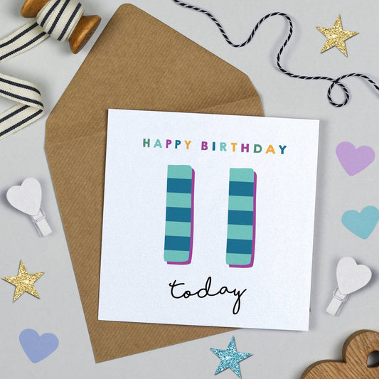 Birthday card with colorful numbers on a decorative background