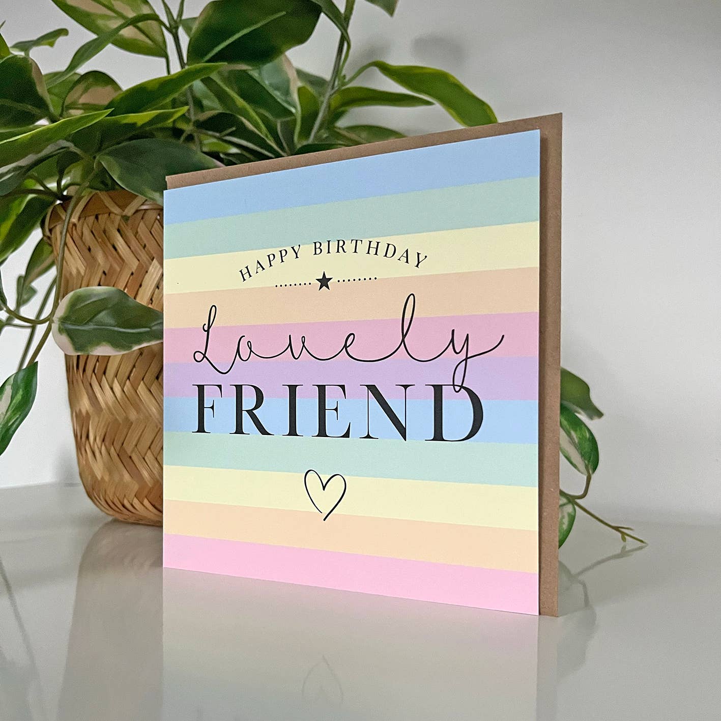 Candy Stripe Lovely Friend Birthday Card