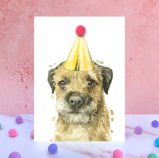 Border Terrier Party Hat Greeting Card