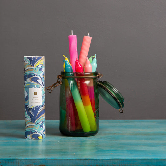 Tube of Long Matches - Two choices of colour - Blue or Pink Marble