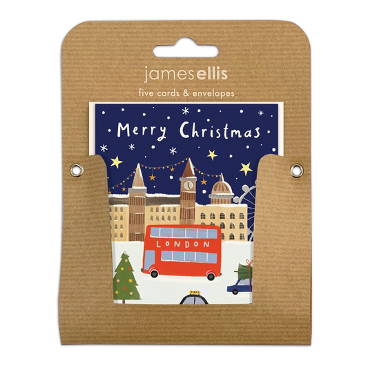 Pack of 5 Cards - Merry Christmas London Landmarks