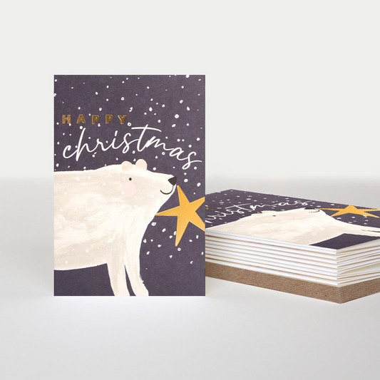 Polar Bear and Snow Small Christmas Cards Pack of 10