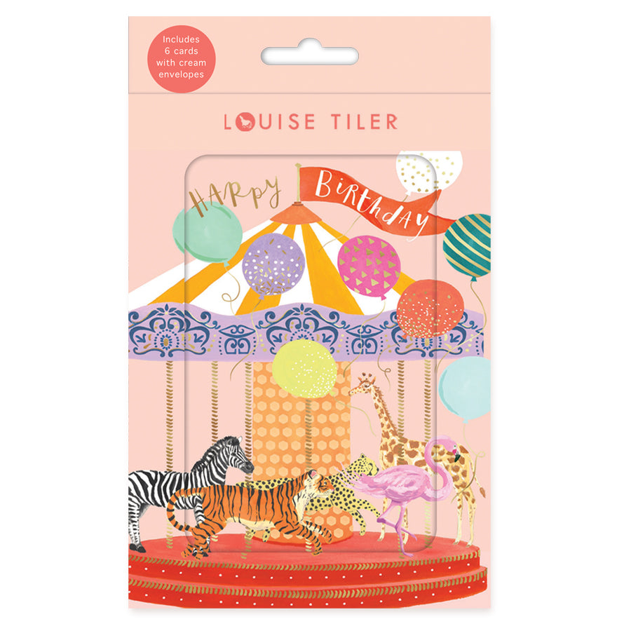 Box of 6 Birthday - Animals on a Carousel Themed