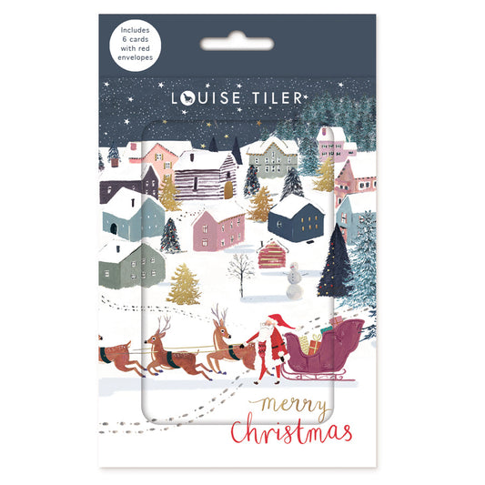 Box of 6 Christmas Cards - Santa's sleigh Themed