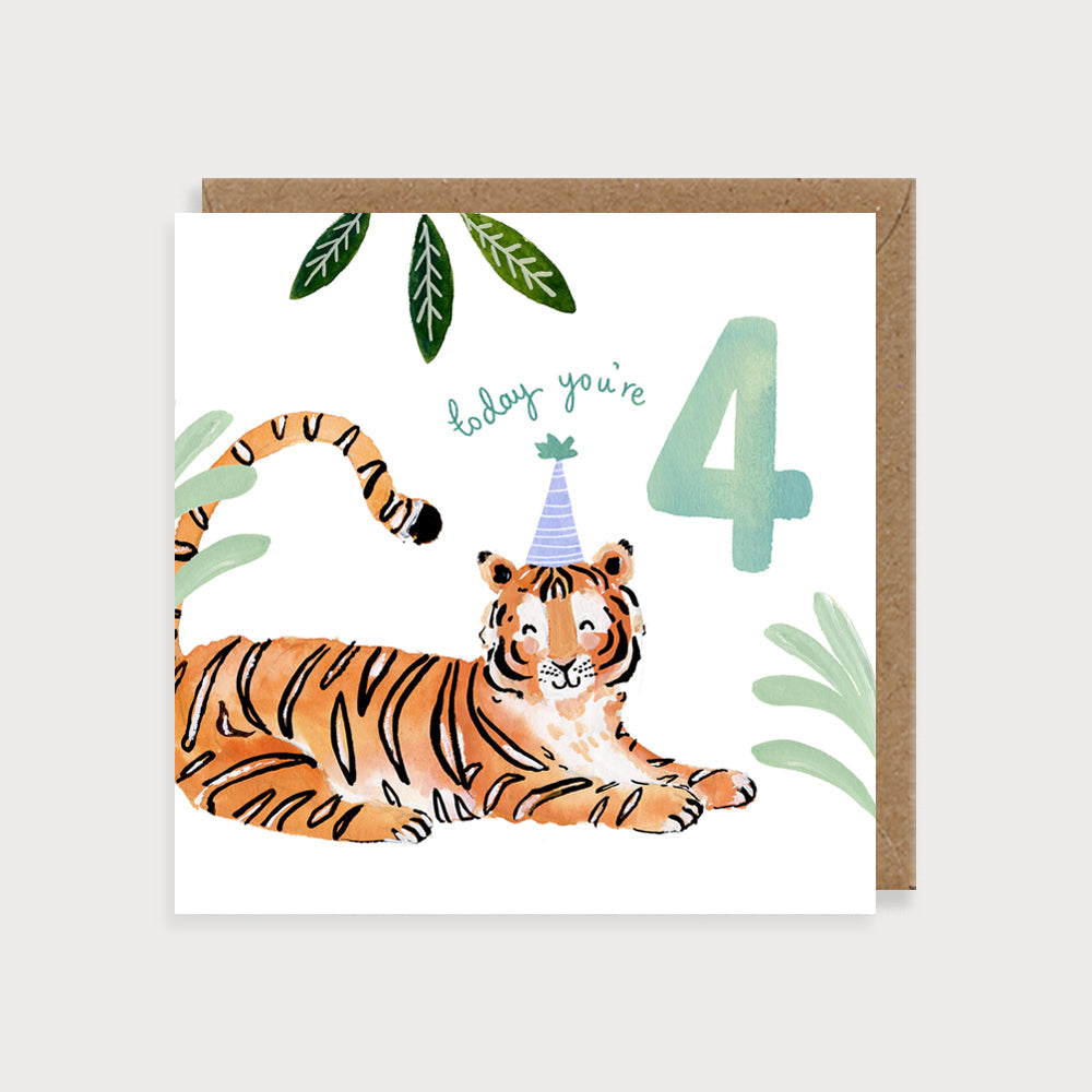 Fourth Birthday Tiger Greeting Card