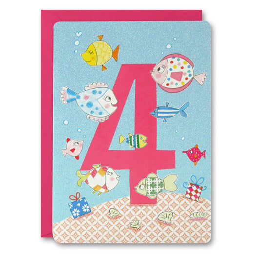 Girl's Age 4 Fish Card