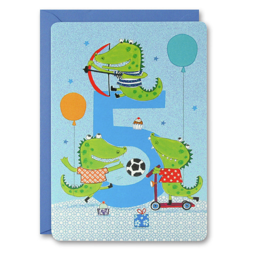 Boy's Age 5 Crocodiles Card