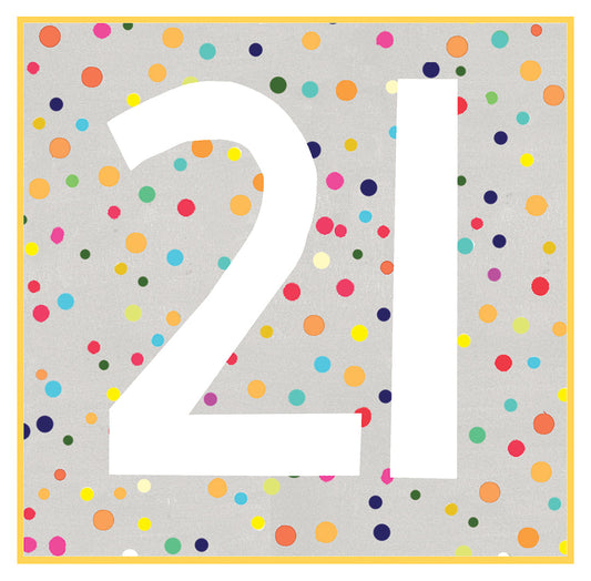 21st Birthday with Polka Dots Greeting Card