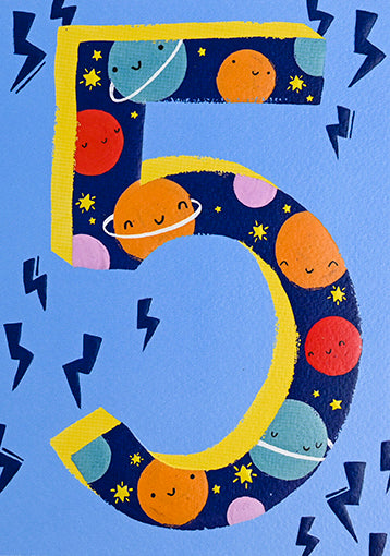 5th Birthday Space theme Greeting Card