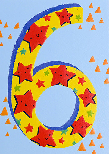 6th Birthday with Stars Greeting Cards